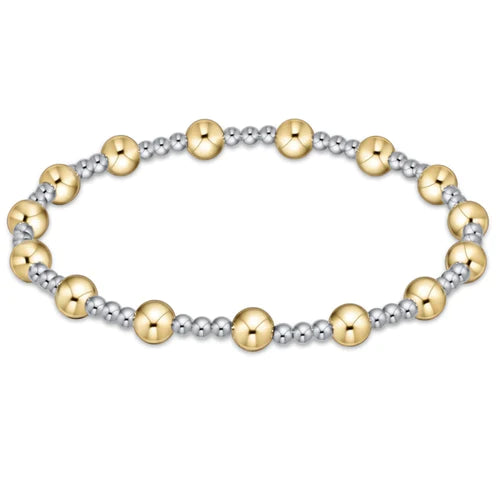 Classic Sincerity Pattern 5mm Bead Bracelet- Mixed Metal