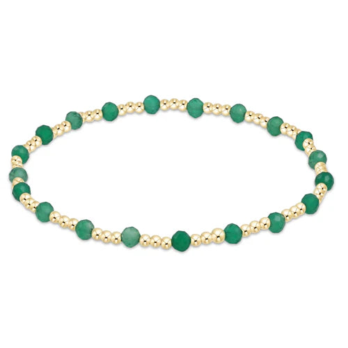 Enewton | Gemstone Gold Sincerity Pattern 3mm Bead Bracelet - Green Onyx