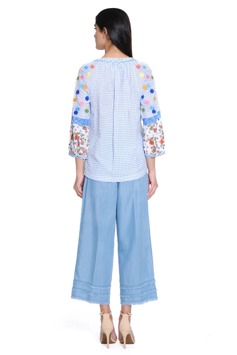 John Mark | Frayed Hem Wide Leg Pant