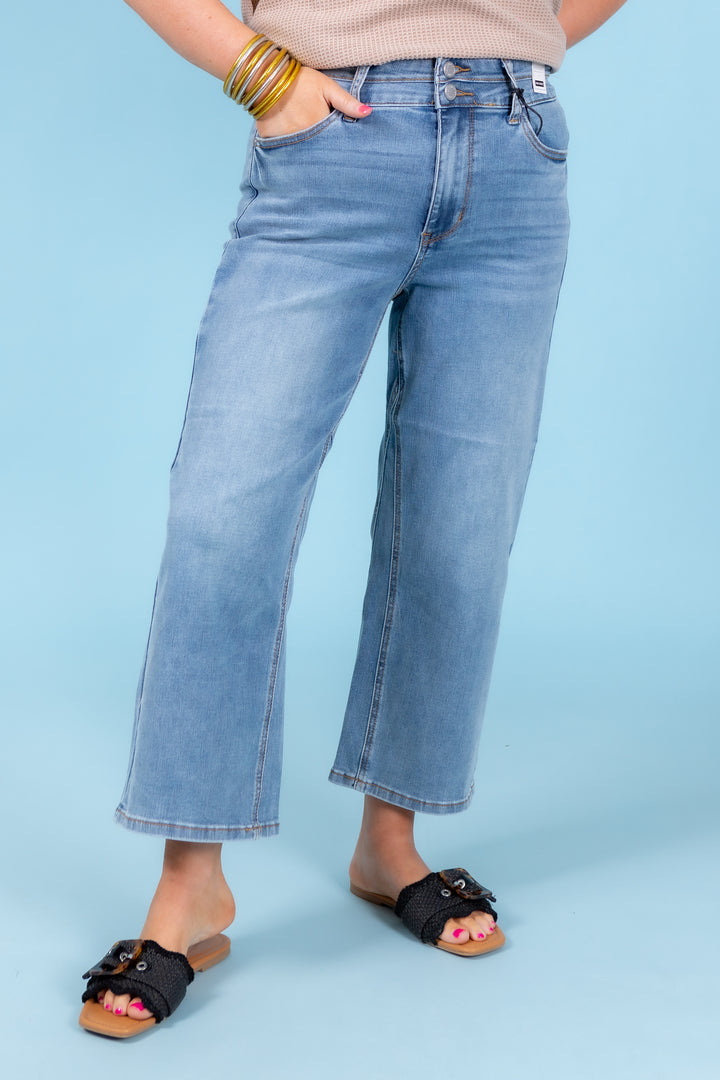 Judy Blue | High Waist Double Waistband Crop Wide Leg Jeans