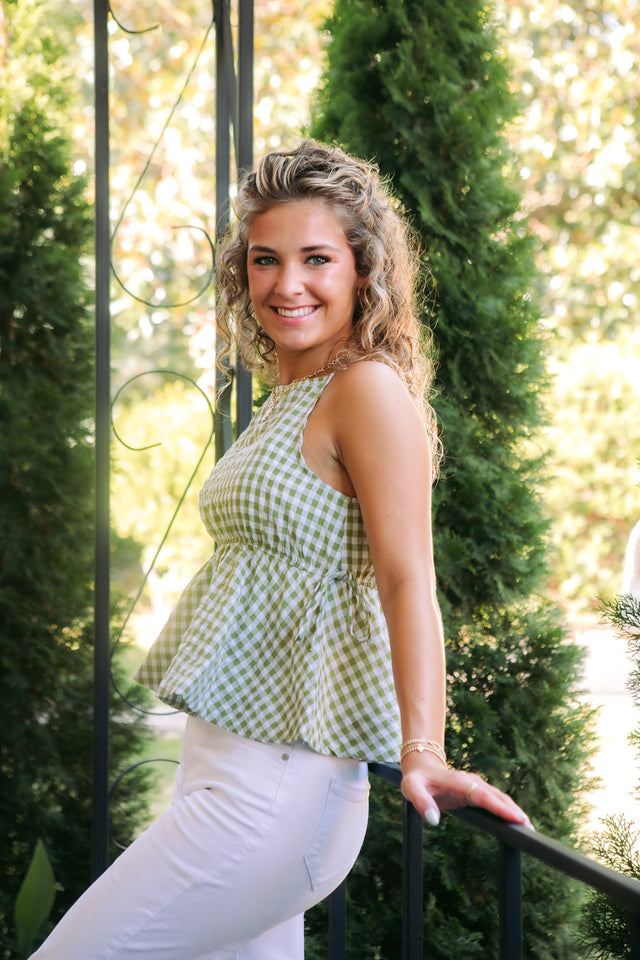 Vivienne Gingham Peplum Top