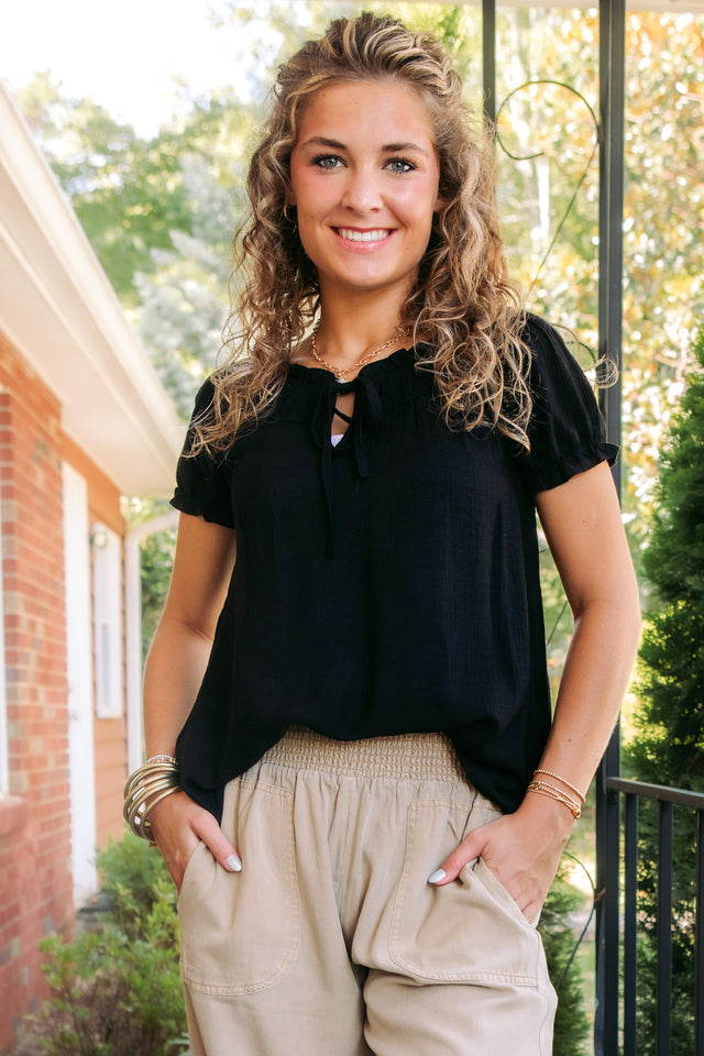 Clara Ruffle Tie Blouse