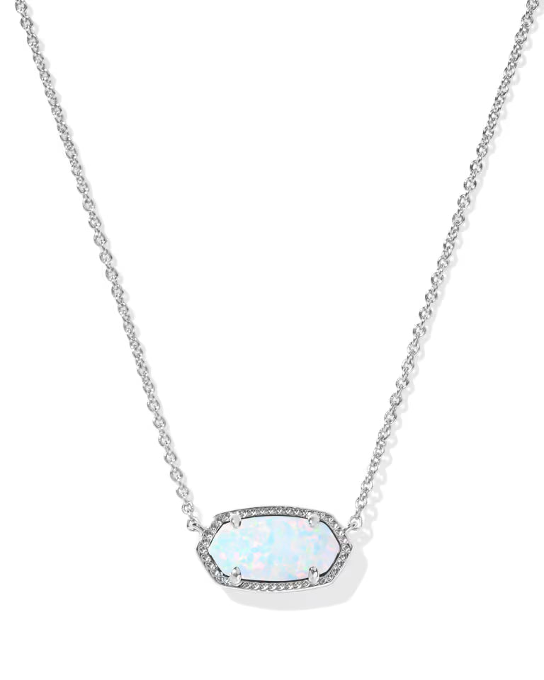 Kendra Scott | Elisa Silver Pendant Necklace in White Lab Grown Opal