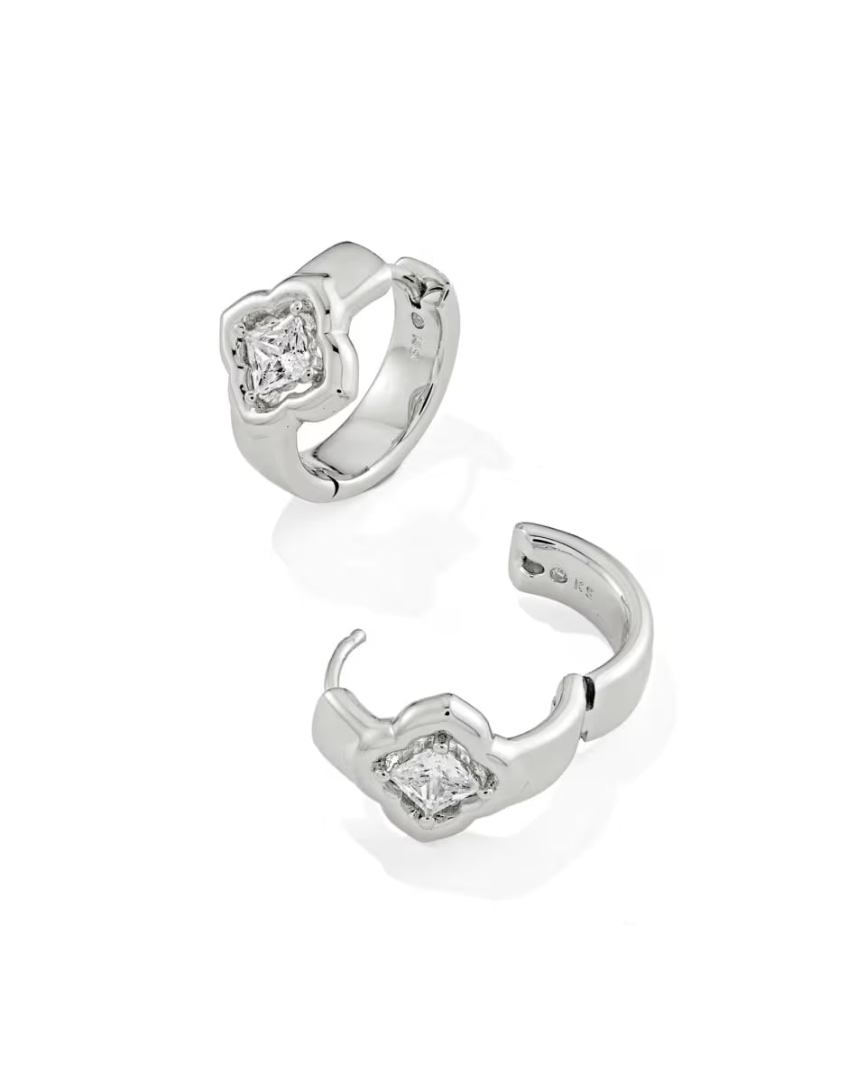 Kendra Scott | Mallory Crystal Silver Huggie Earrings