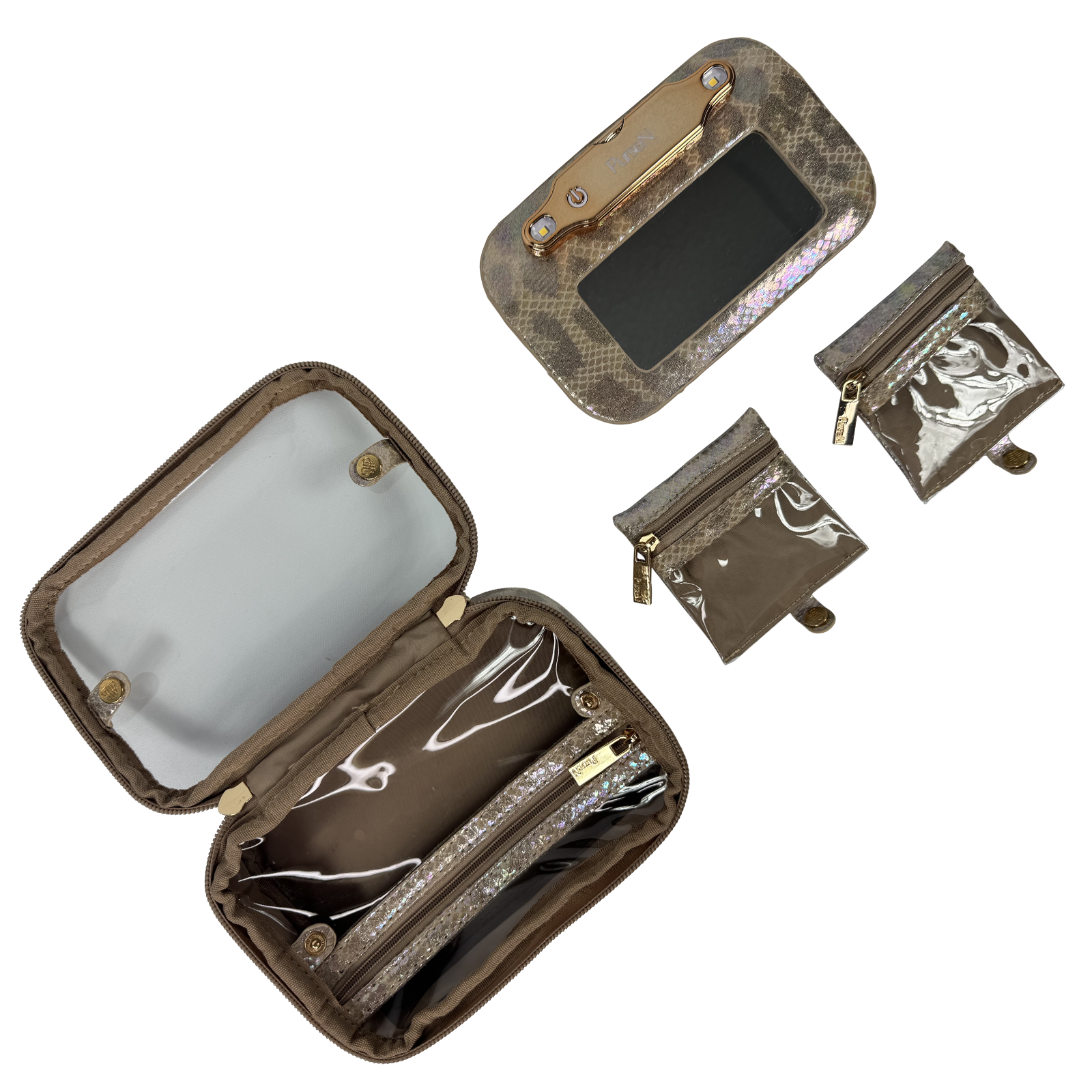 PurseN | LITTMINI Lighted Mirror Case - Glimmer Leopard