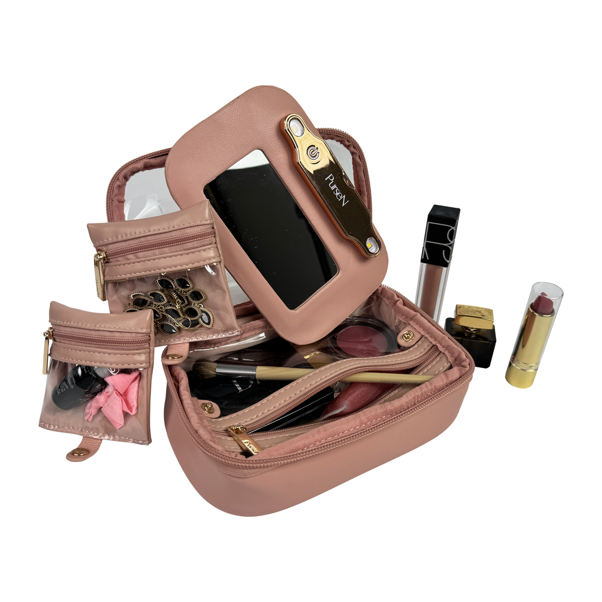 PurseN | LITTMINI - Lighted Mirror Case - Petal Rose