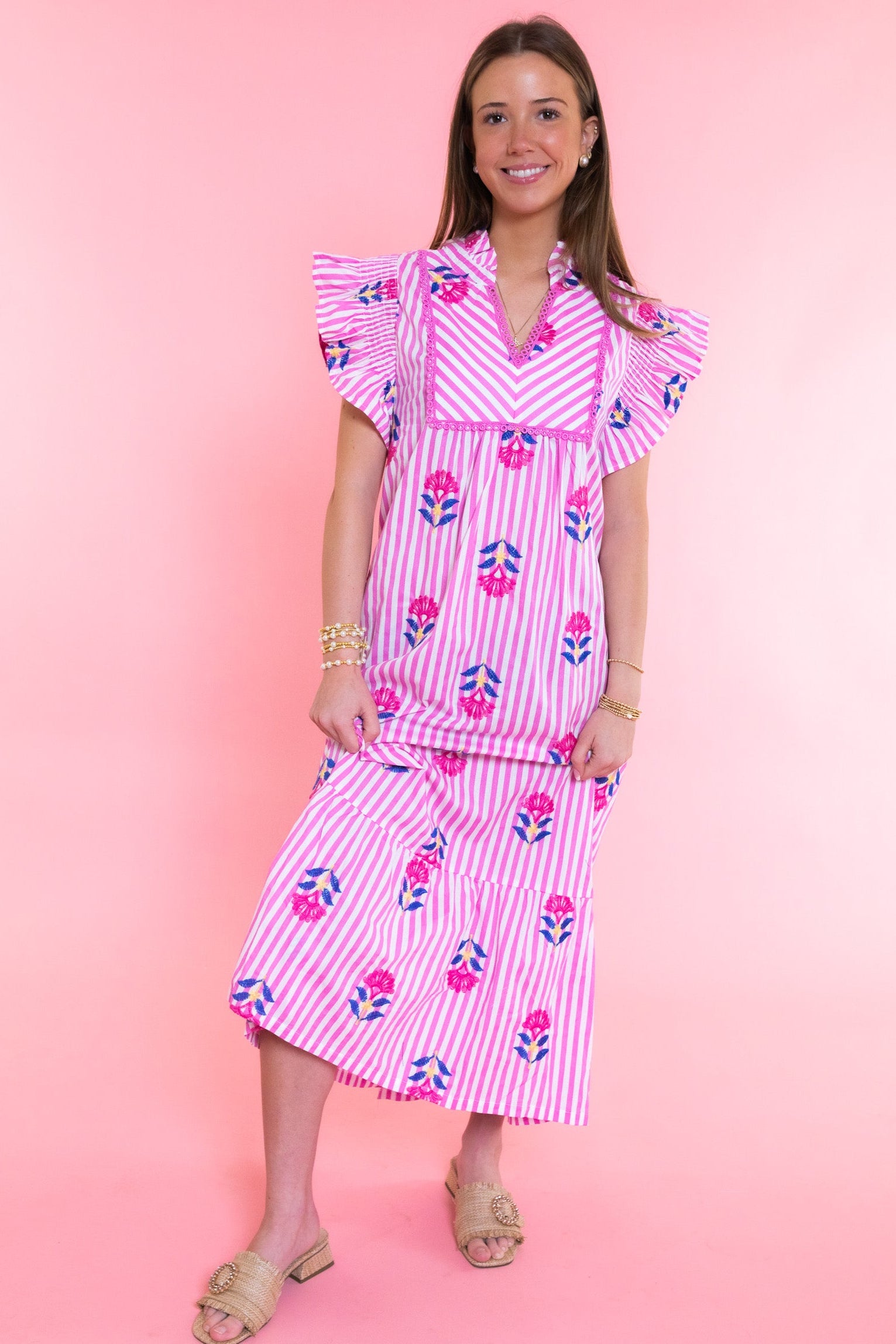 Blushing Petal Midi Dress