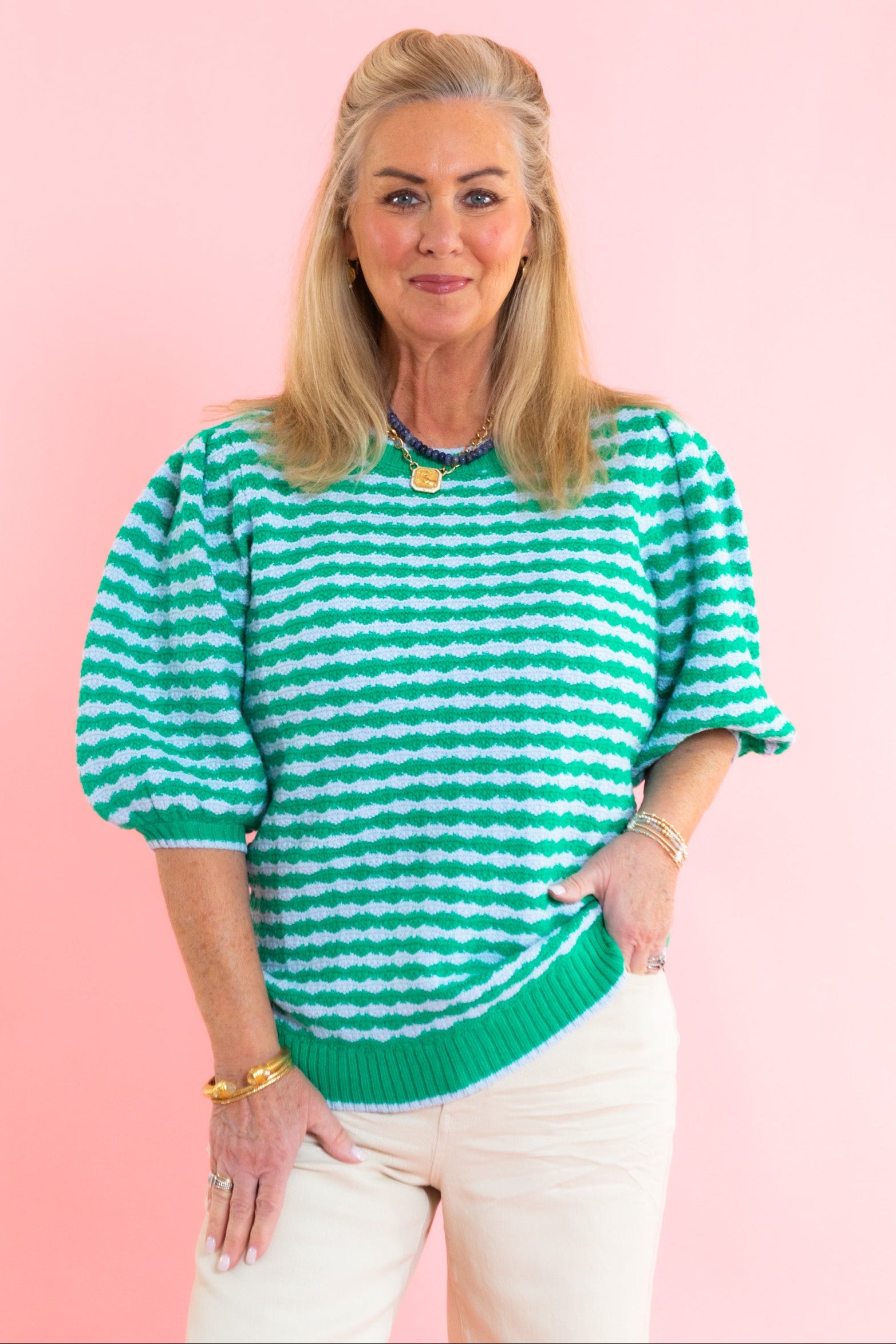 Mary Square | Abigail Sweater- Blue Green