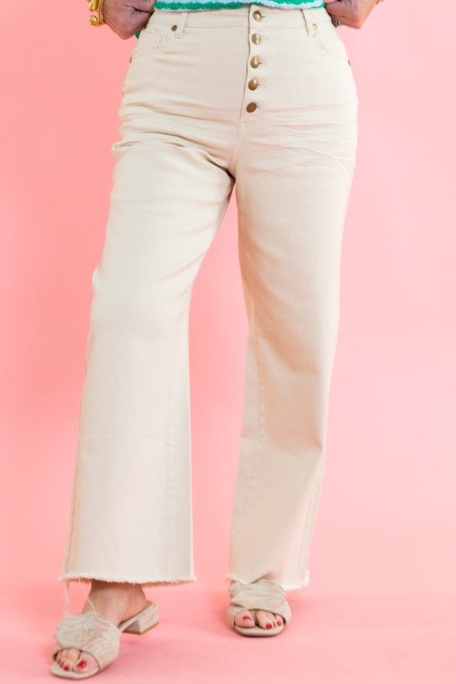Harper High-Rise Button Fly Wide Leg Pants