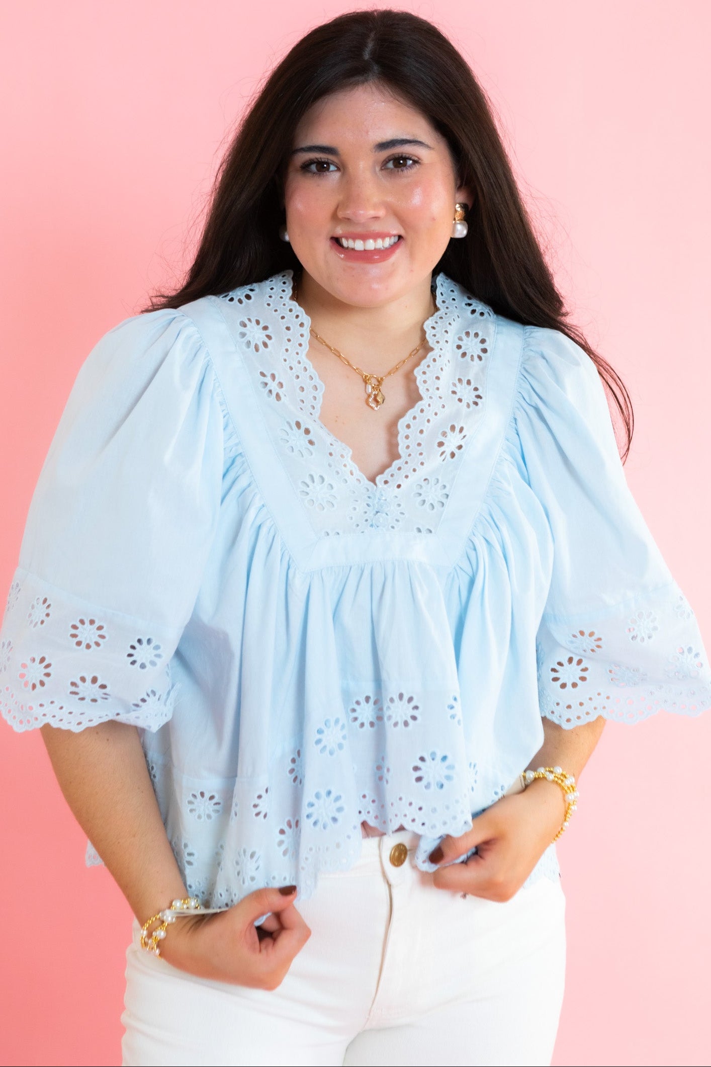 Sweet Meadow Eyelet Blouse