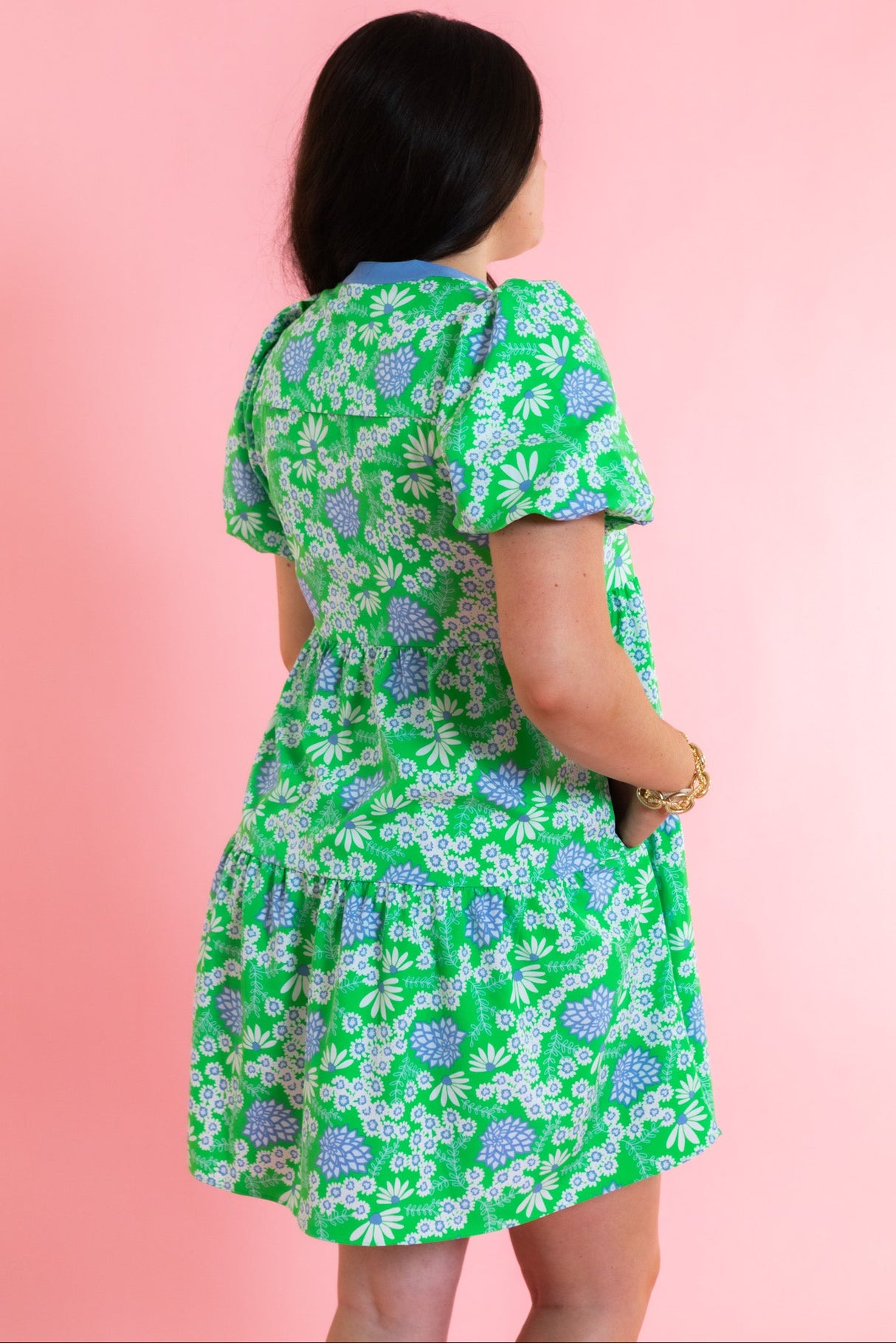 Mary Square | Kinsley Mini Dress- Daisy Chain Green