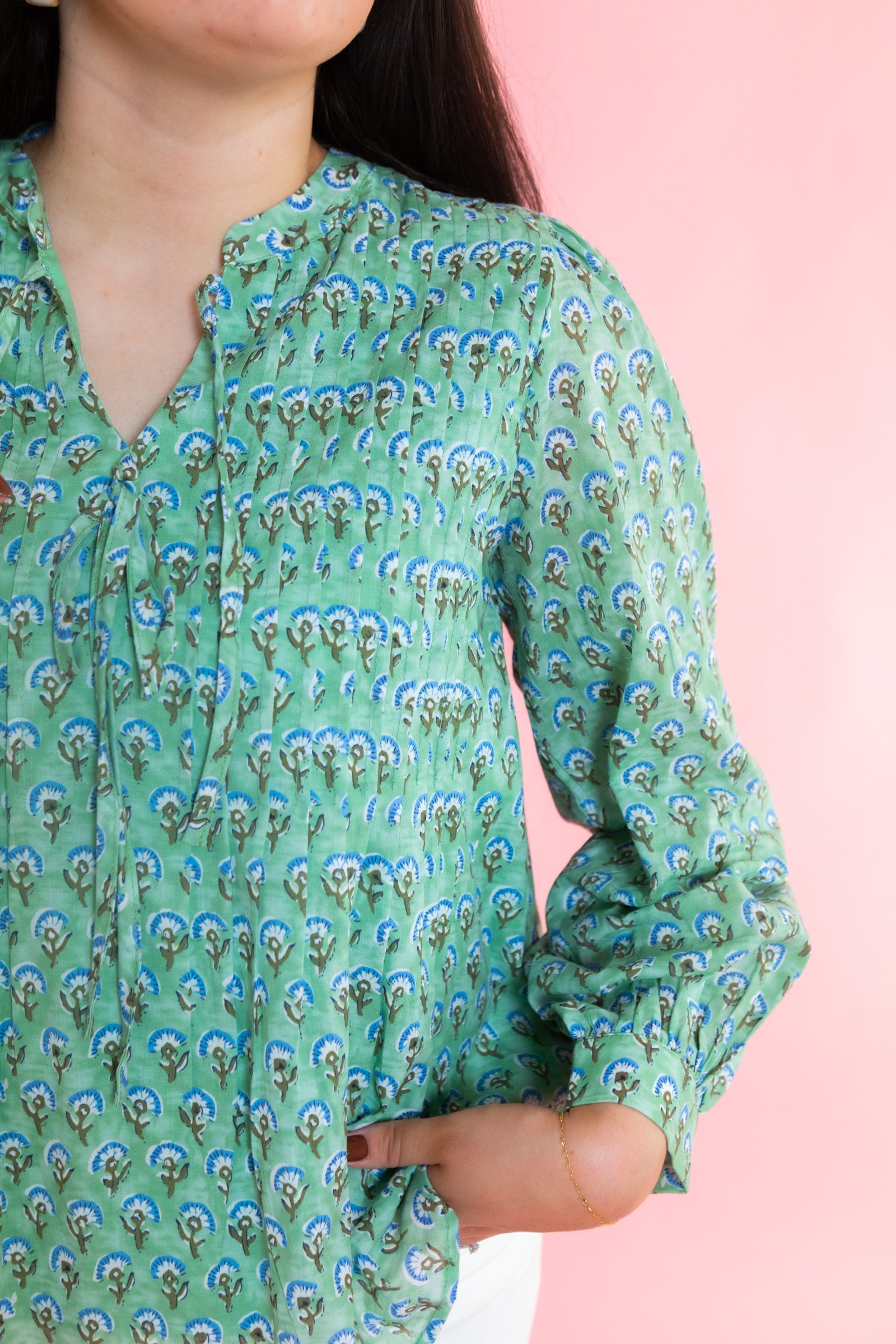 Printed Smocked Peplum Blouse