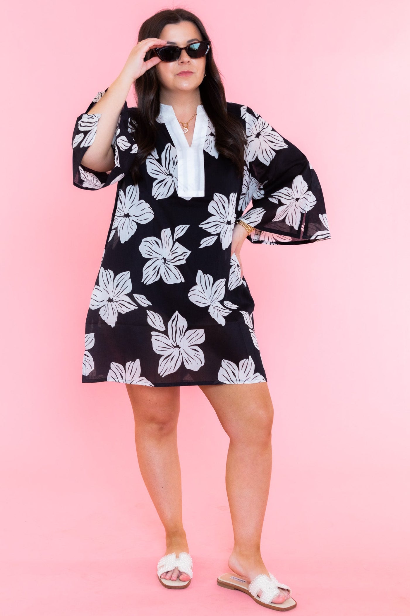 Mary Square | Elizabeth Beach Dress | Lagoon Bloom Black