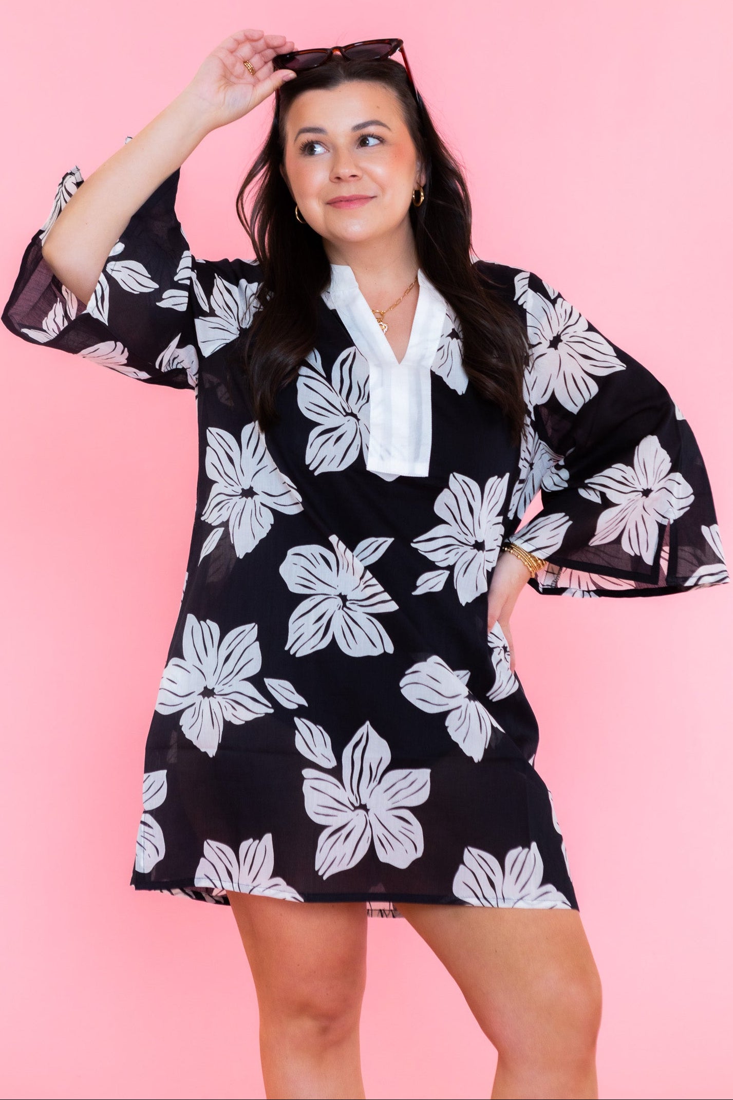 Mary Square | Elizabeth Beach Dress | Lagoon Bloom Black