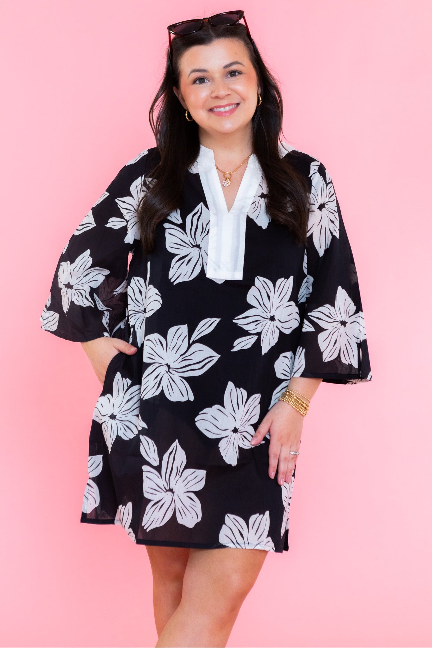 Mary Square | Elizabeth Beach Dress | Lagoon Bloom Black