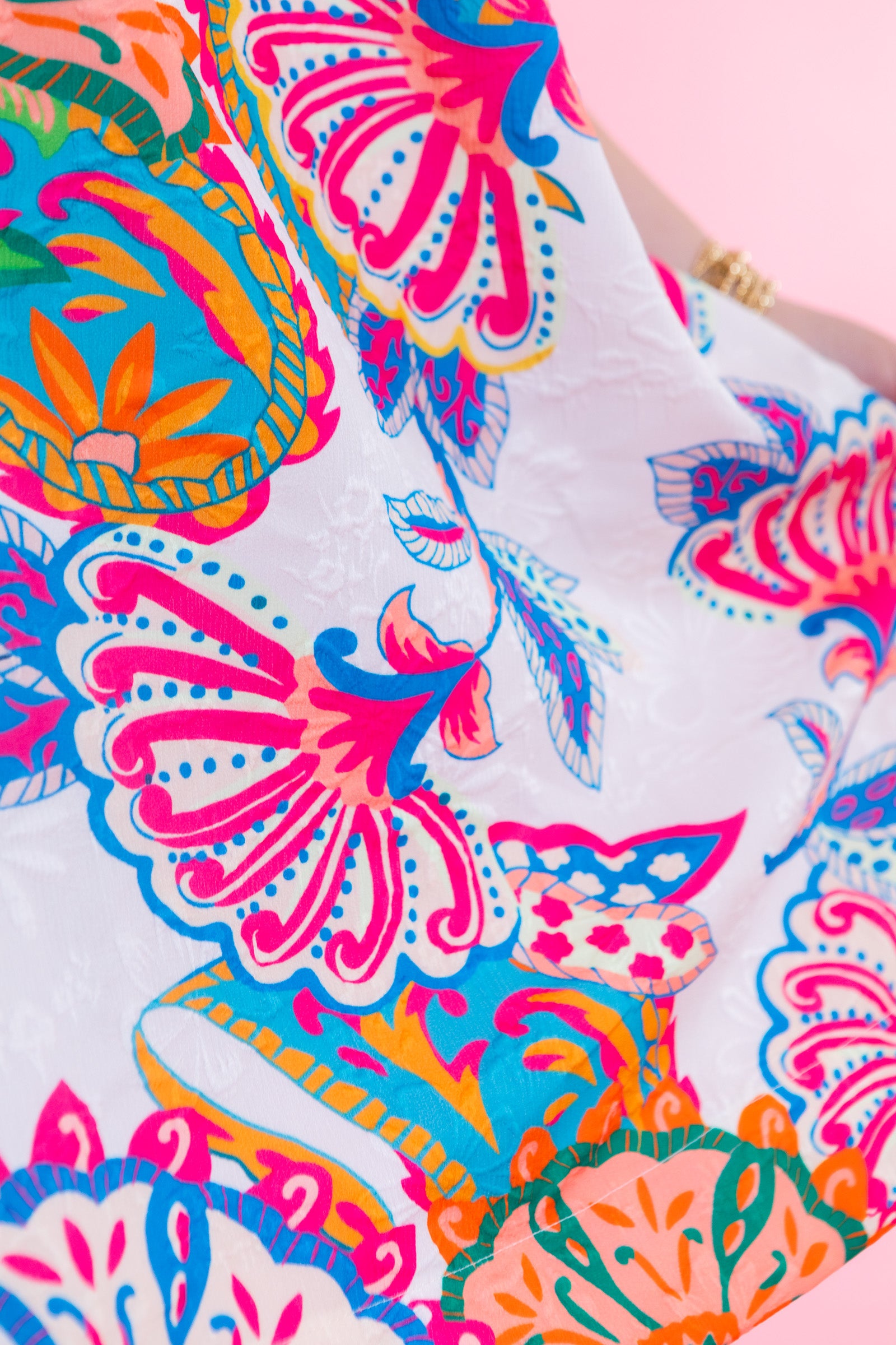 Jacquard Paisley Print Puff Sleeve Tunic Dress