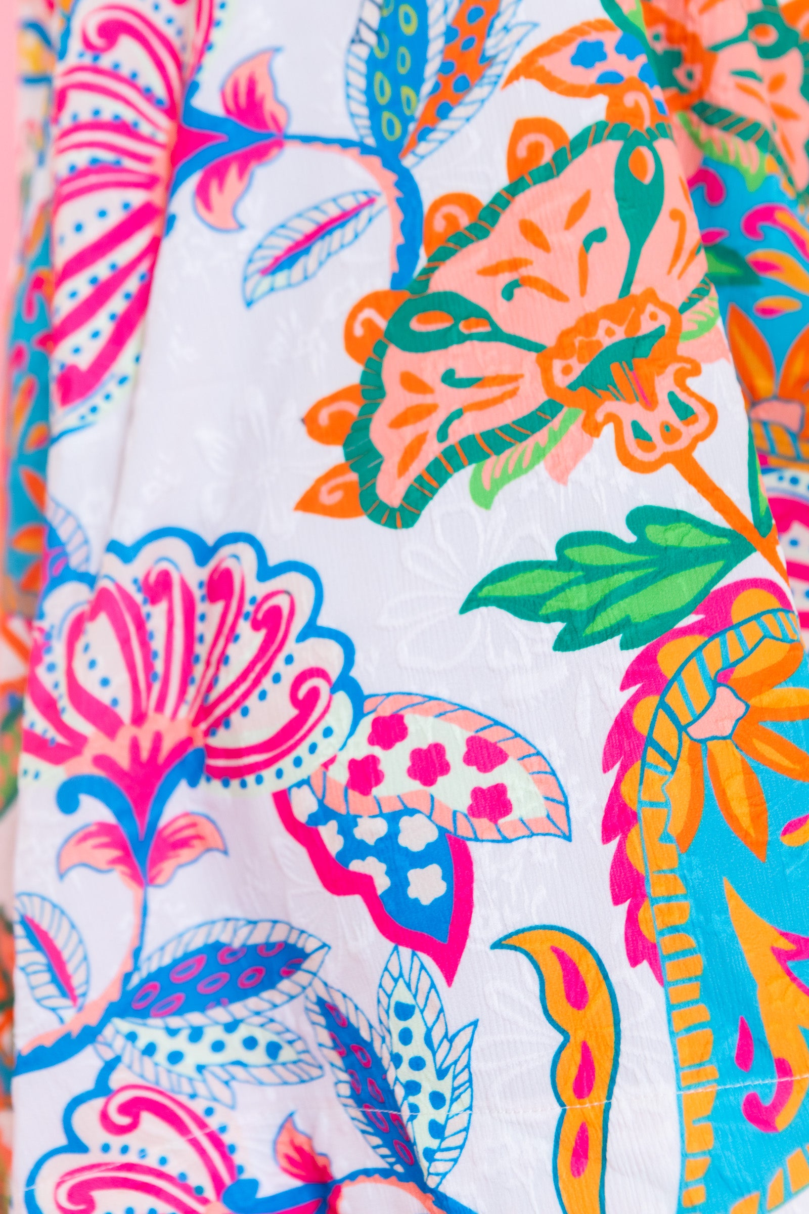 Jacquard Paisley Print Puff Sleeve Tunic Dress