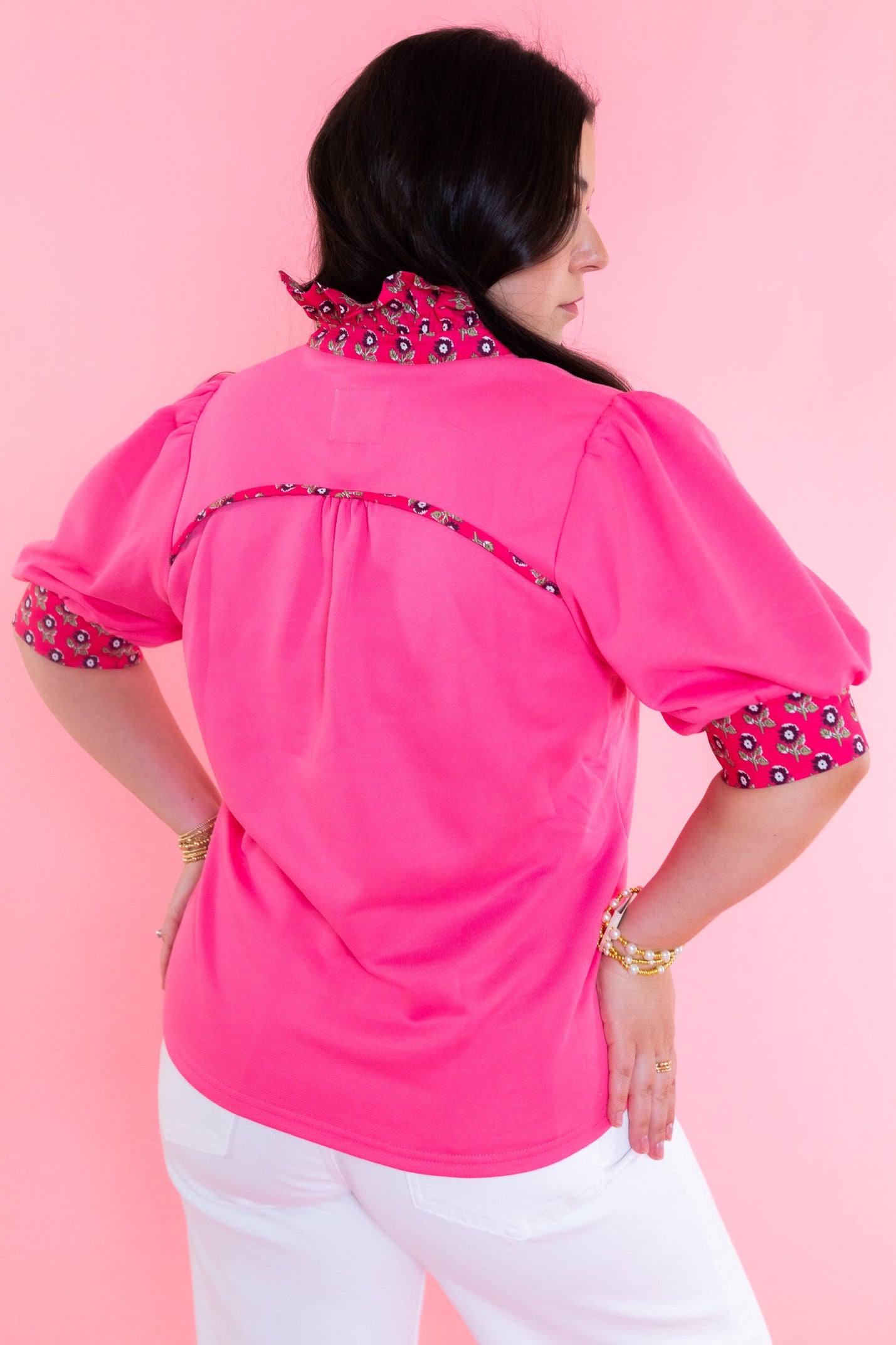 Coral Bloom Puff Sleeve Top