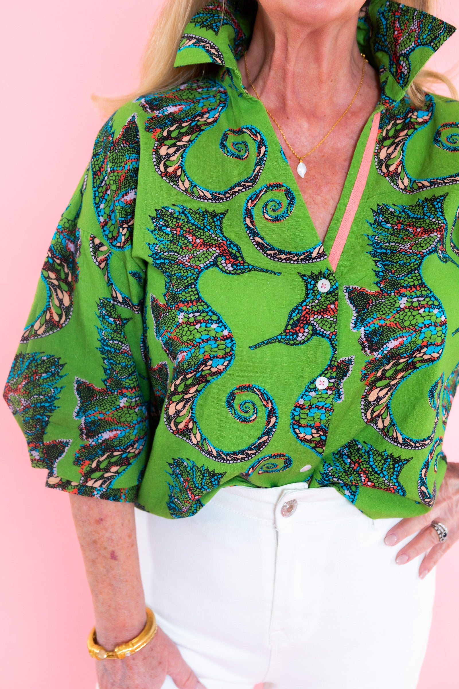 Dizzy Lizzie | Milano Seahorse Print Top