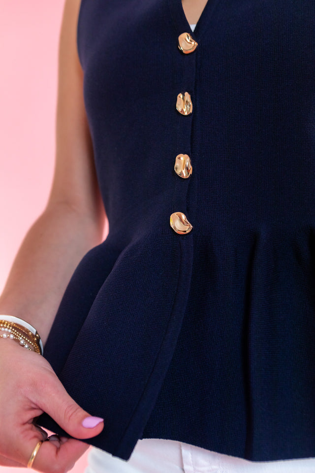 Lila Peplum Button Top
