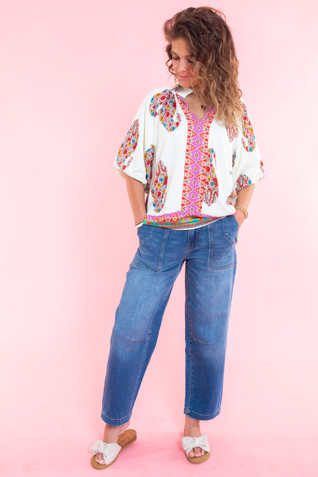Sunset Market Boho Embroidered Top
