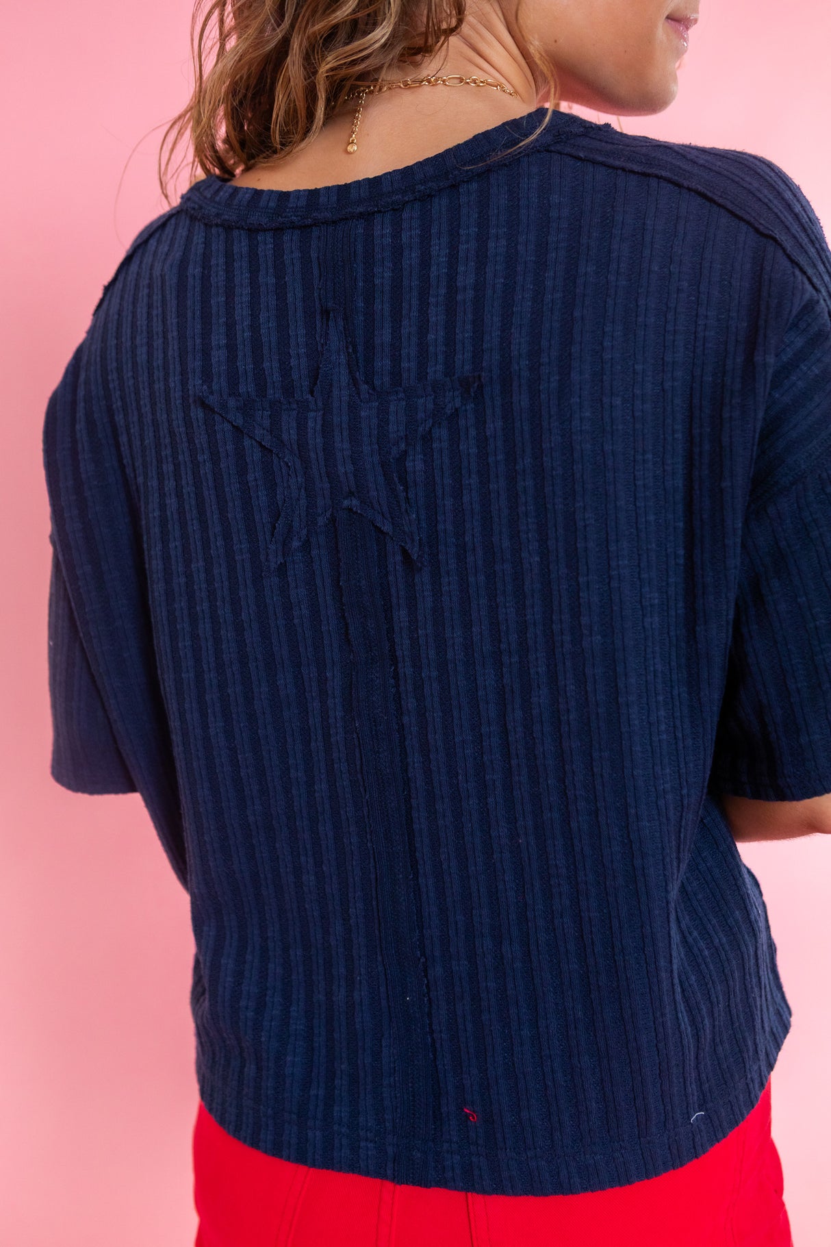 Everyday Luxe Ribbed Navy Top