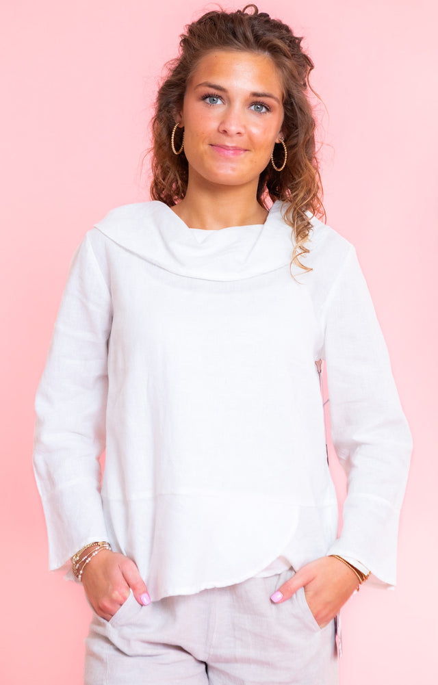 Linen Overlay Flounce Top