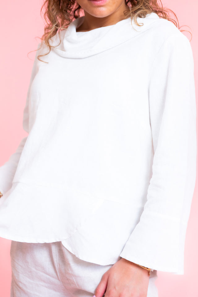 Linen Overlay Flounce Top