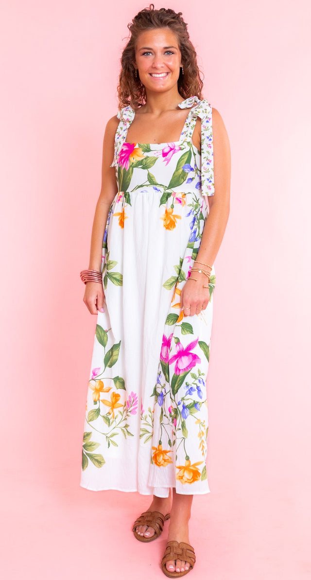 Floral Tie-Strap Maxi Dress