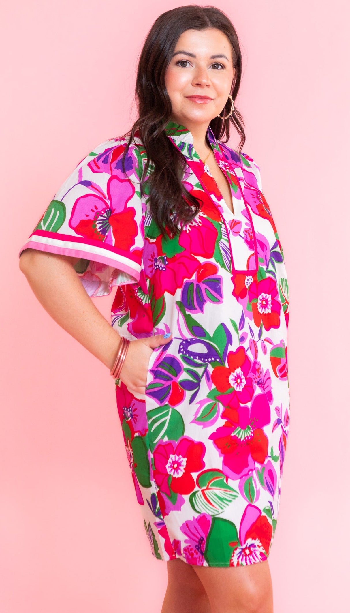 Floral Print Short Sleeve Dress