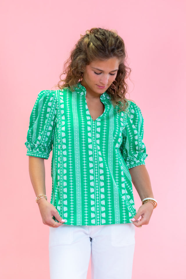Mary Square | Colette Top | Heritage Stitch Green Top