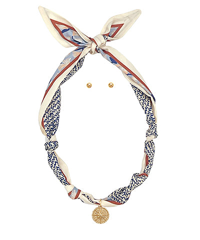 Madison's Exclusive | Scarf & Compass Charm Necklace