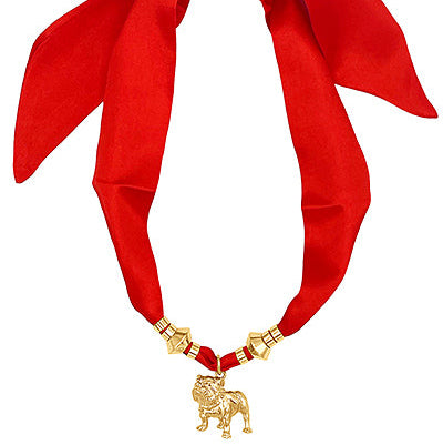 Madison's Exclusive | Red Ribbon Bulldog Scarf Necklace