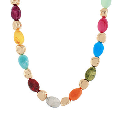 Madison's Exclusive | Mable Stone & Metal Bead Necklace