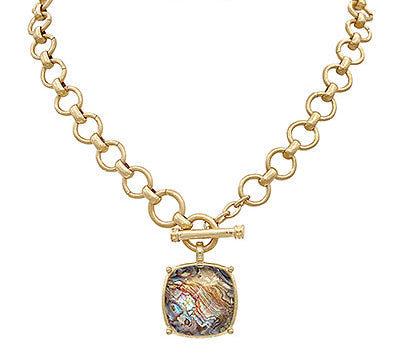 Madison's Exclusive | Square Stone Pendant Necklace