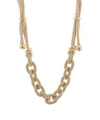 Madison's Exclusive | Color Coated Chain & Silk Rope Necklace Natural/Gold