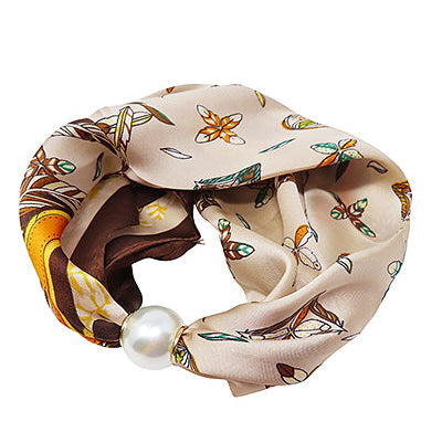 Madison's Exclusive | Pearl & Passport Silk Scarf Necklace