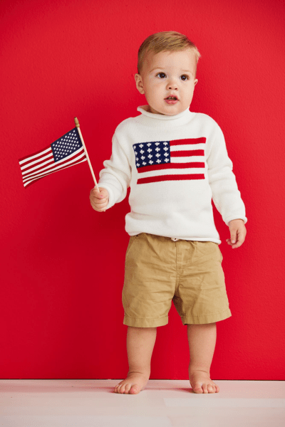 Mudpie | Flag Rollneck Toddler Sweater