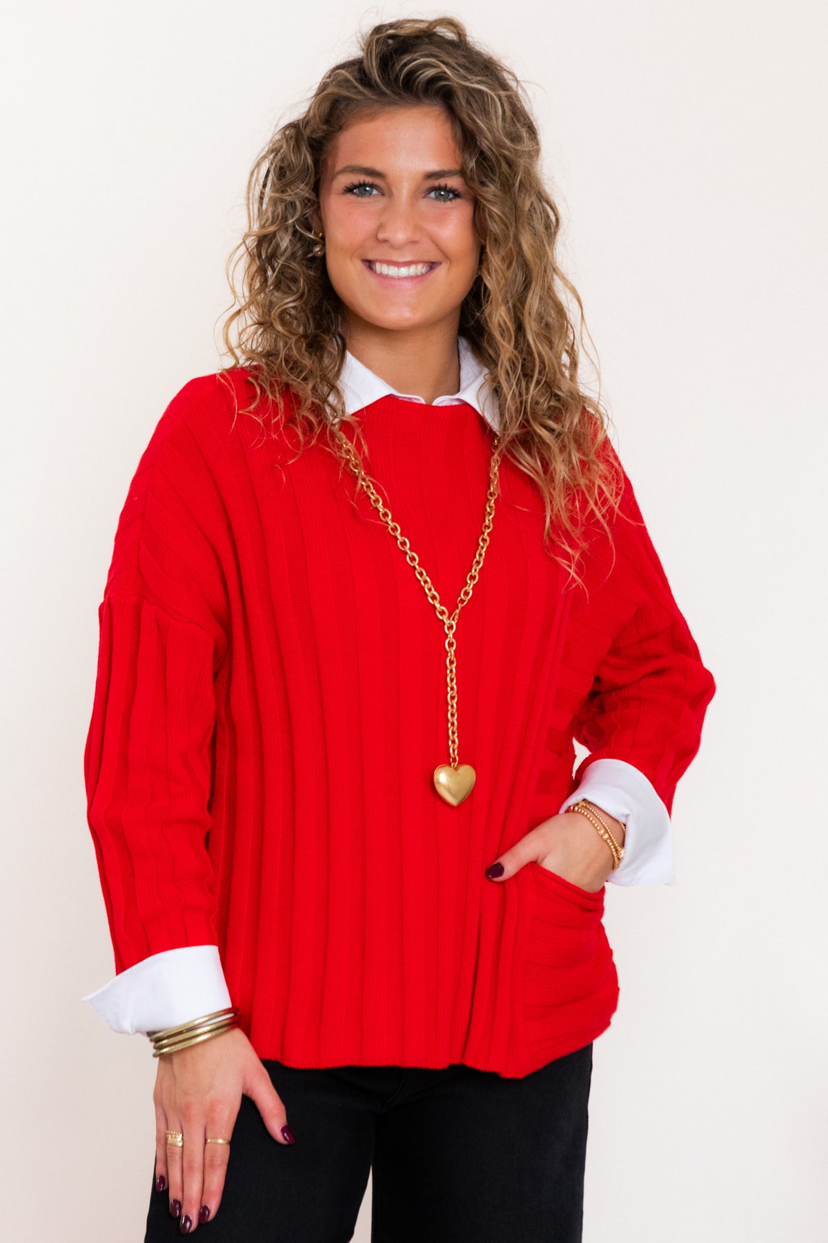 Statement Ribbed Pocket Pullover - Roma