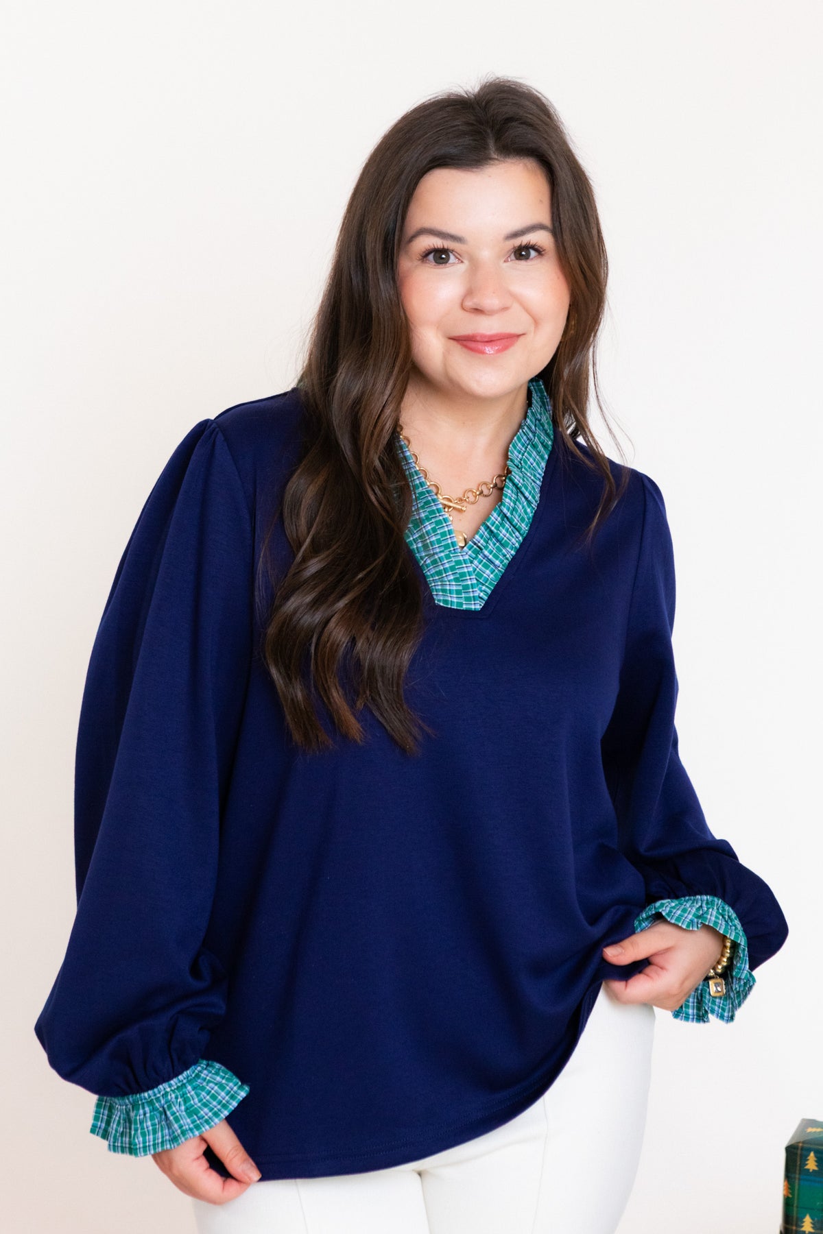 The Katherine Navy Blouse
