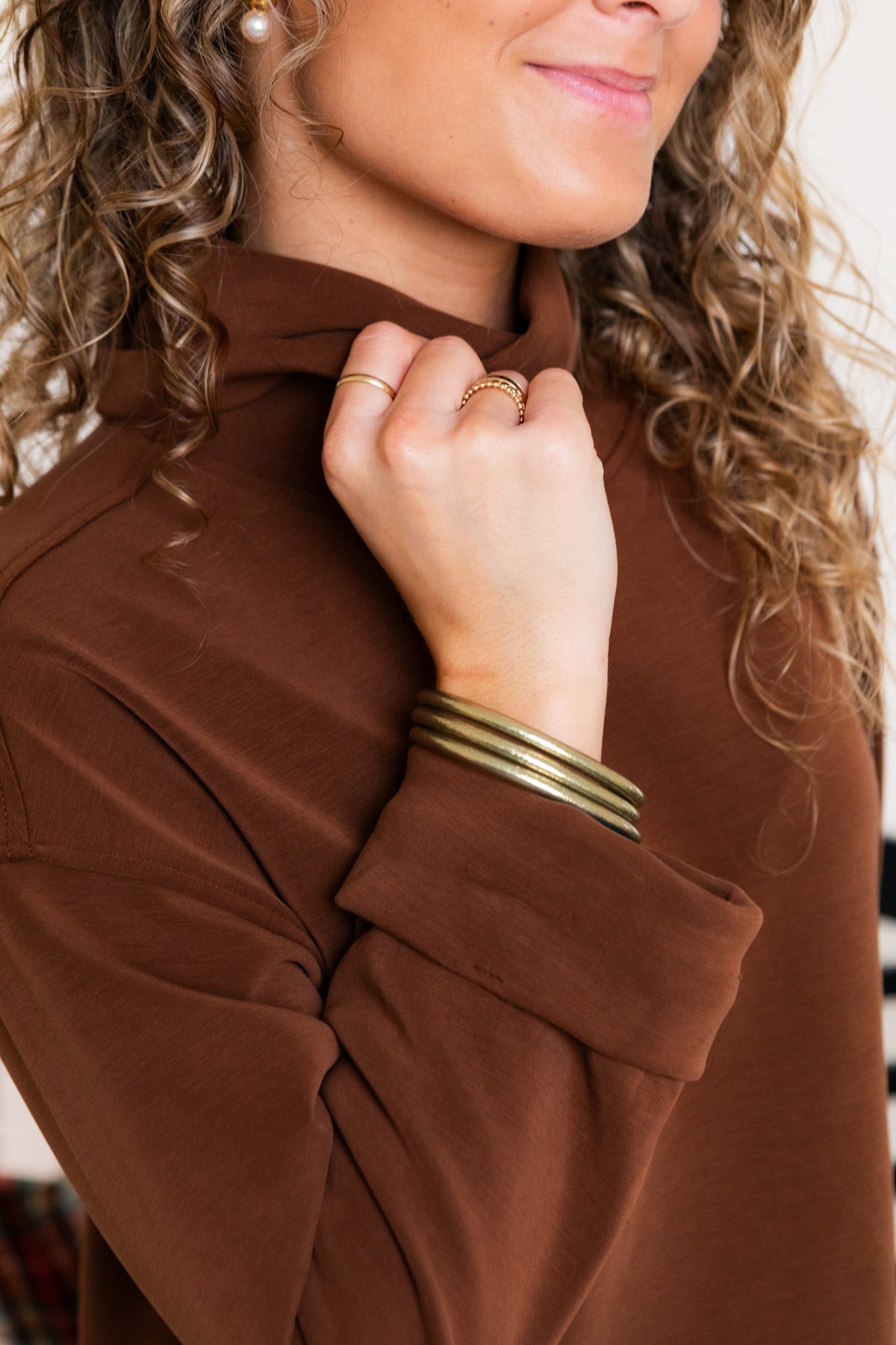 Multiples | Knit Turtleneck 3/4 Sleeve Drop Shoulder Top