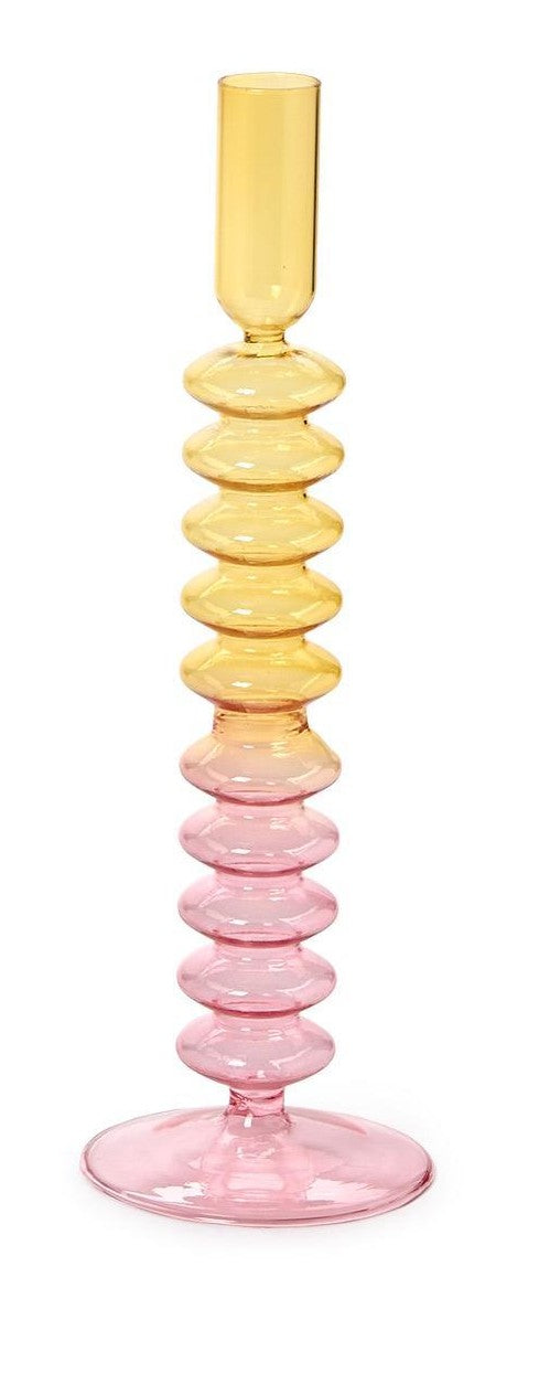 Hand-Blown Glass Taper Candlestick Candleholders