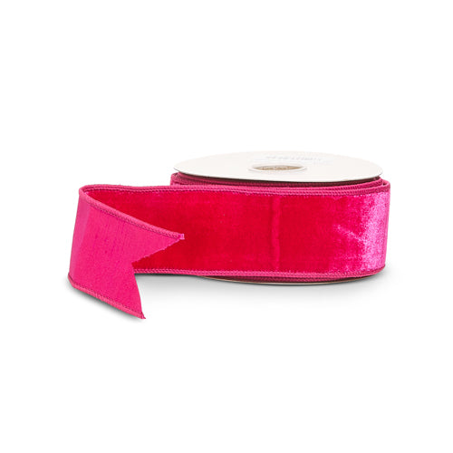 2.5" X 10 Yds Fuchsia Pink Velvet Wired Ribbon