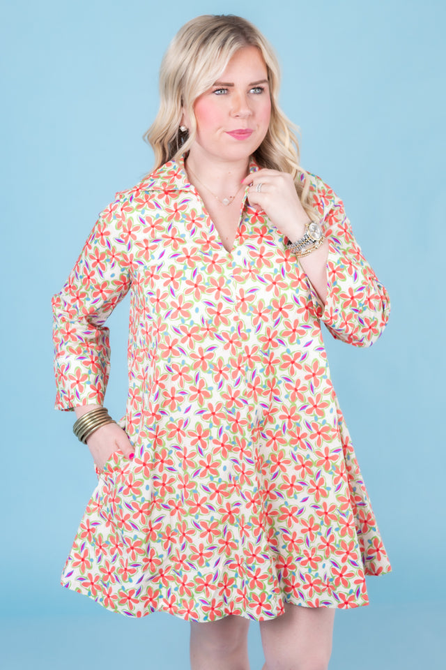 English Factory | Print A-Line Kaftan Collar Dress