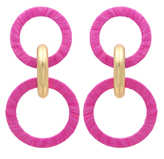 Wrapped Raffia Link 2 Drop Earrings
