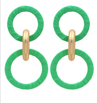 Wrapped Raffia Link 2 Drop Earrings