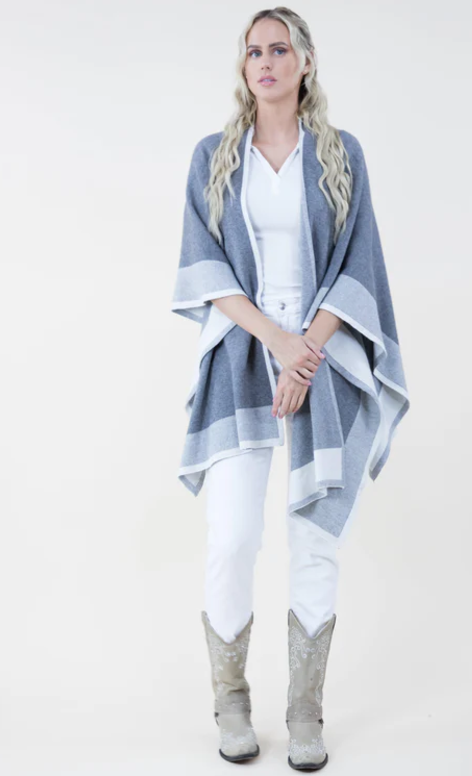 Original USA | Two Tone Border Tight Knit Kimono