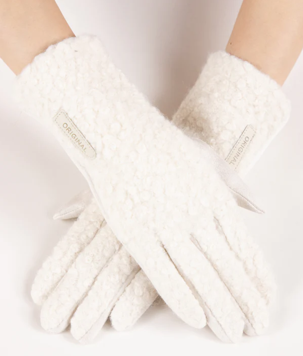 Original USA | Boucle and Faux Suede Logo Gloves