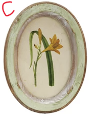 Wood Framed Glass Wall Décor with Flower