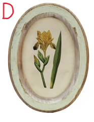 Wood Framed Glass Wall Décor with Flower